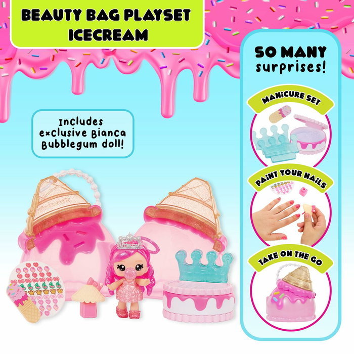 MGA Yummiland Beauty Bag Playset avec Poupée Bianca Chewing-gum et Sac de Beauté Glacé