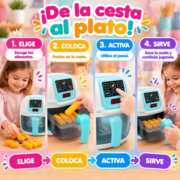 Jugatoys - jugahome Air fryer avec changement de couleur, lumières et sons Jugatoys - jugahome Air fryer avec changement de couleur, lumières et sons