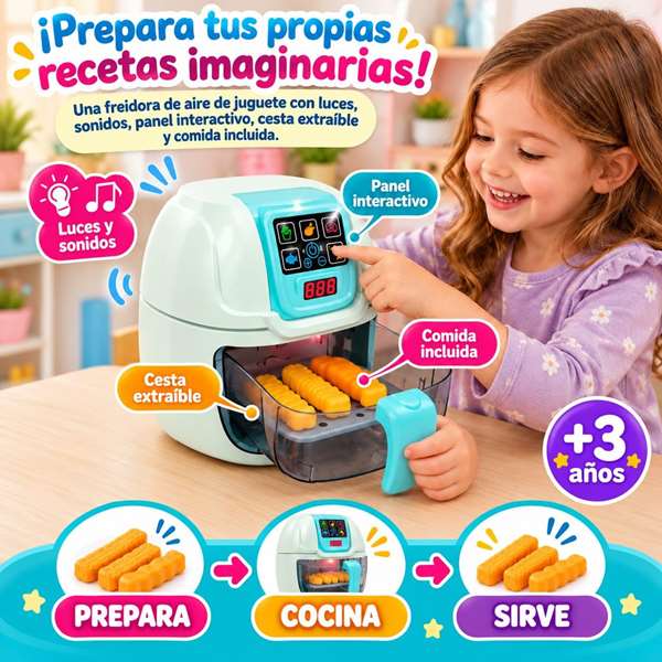 Jugatoys - jugahome Air fryer avec changement de couleur, lumières et sons Jugatoys - jugahome Air fryer avec changement de couleur, lumières et sons
