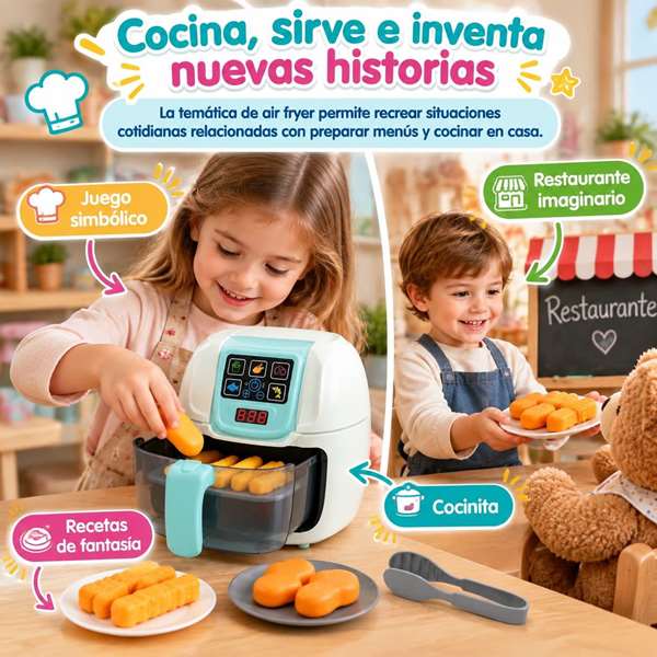 Jugatoys - jugahome Air fryer avec changement de couleur, lumières et sons Jugatoys - jugahome Air fryer avec changement de couleur, lumières et sons