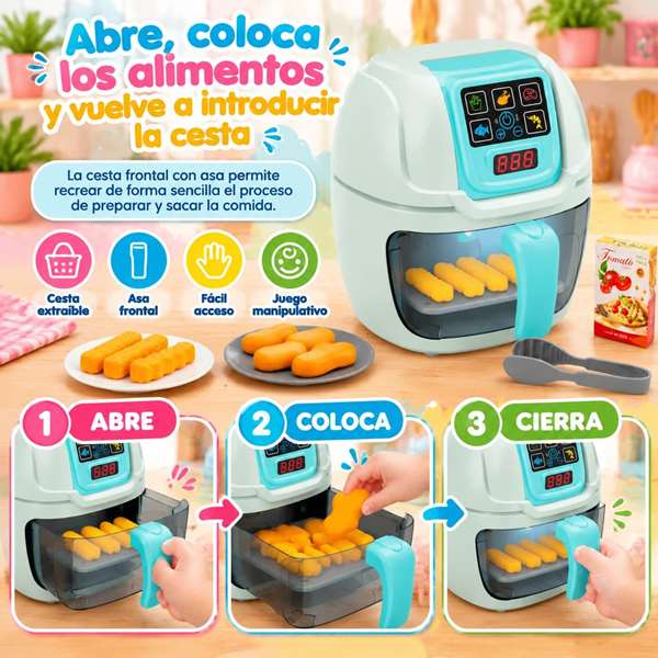 Jugatoys - jugahome Air fryer avec changement de couleur, lumières et sons Jugatoys - jugahome Air fryer avec changement de couleur, lumières et sons