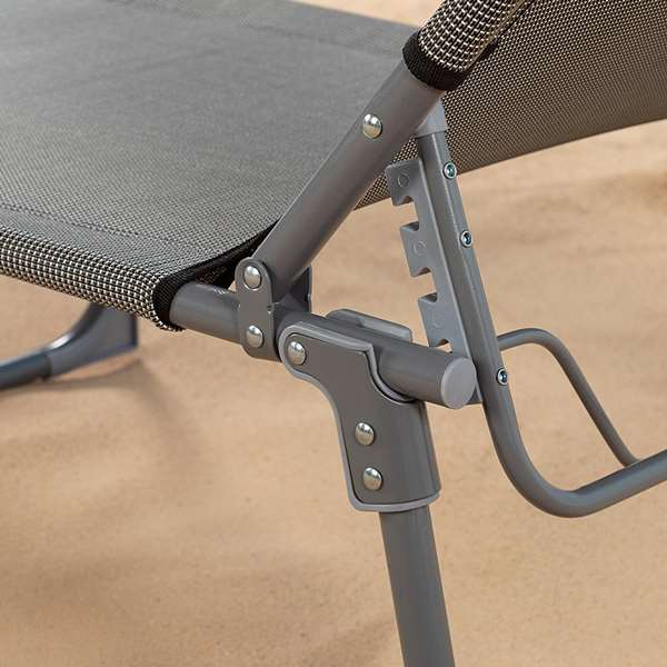 Color Baby Tumbona plegable avec parasol textilene gris Aktive, chaise longue pliante avec capote, dimensions 193 x 53 x 30/75 cm