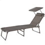 Color Baby Tumbona plegable avec parasol textilene gris Aktive, chaise longue pliante avec capote, dimensions 193 x 53 x 30/75 cm