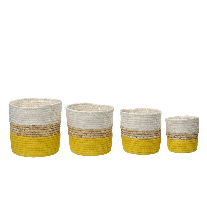 KSD Lot de 4 cache-pots torsadés en papier tricolore 12-18 cm recyclé intérieur KSD Lot de 4 cache-pots torsadés en papier tricolore 12-18 cm recyclé intérieur