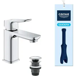 Grohe DICE Taille S CH3 Chrome - Mitigeur de lavabo design moderne, cartouche céramique SilkMove, vidage clic-clac, débit 5 l/min à 3 bars