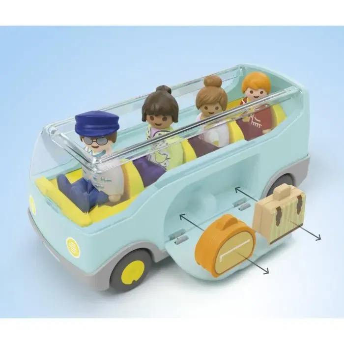 Playmobil Junior Autocar de voyage avec 4 personnages et valises - Jeu de formes pour tout-petits dès 12 mois - Réf. 71682 Playmobil Junior Autocar de voyage avec 4 personnages et valises - Jeu de formes pour tout-petits dès 12 mois - Réf. 71682