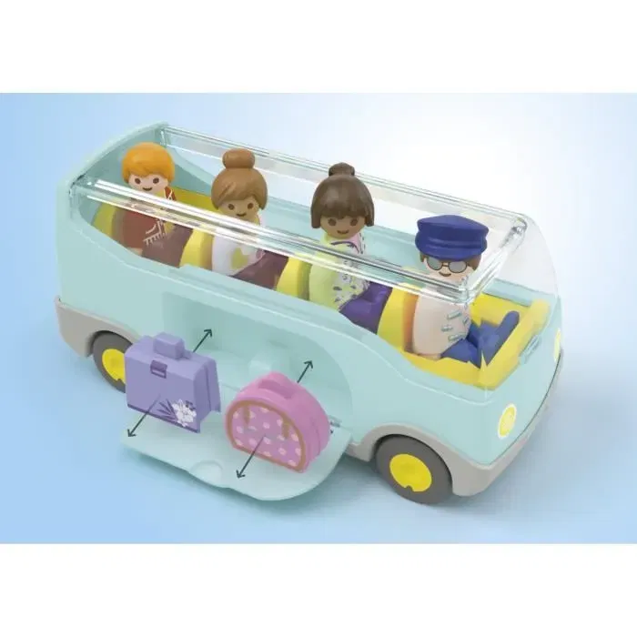 Playmobil Junior Autocar de voyage avec 4 personnages et valises - Jeu de formes pour tout-petits dès 12 mois - Réf. 71682 Playmobil Junior Autocar de voyage avec 4 personnages et valises - Jeu de formes pour tout-petits dès 12 mois - Réf. 71682