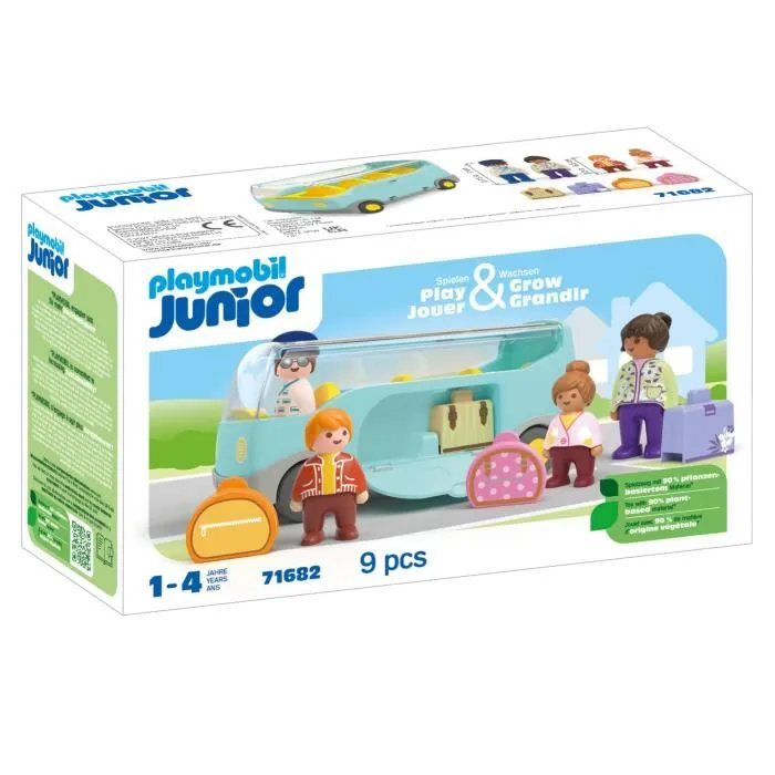 Playmobil Junior Autocar de voyage avec 4 personnages et valises - Jeu de formes pour tout-petits dès 12 mois - Réf. 71682 Playmobil Junior Autocar de voyage avec 4 personnages et valises - Jeu de formes pour tout-petits dès 12 mois - Réf. 71682