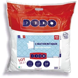 Dodo Lot de 2 Oreillers L'Authentique Médium - 60 x 60 cm - Blanc