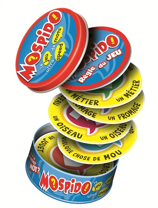 Megableu Mospido Jeu de Société - Jeu de Rapidité avec Cartes pour Apprendre des Mots, 2 Joueurs et Plus, À Partir de 7 Ans, Version Française