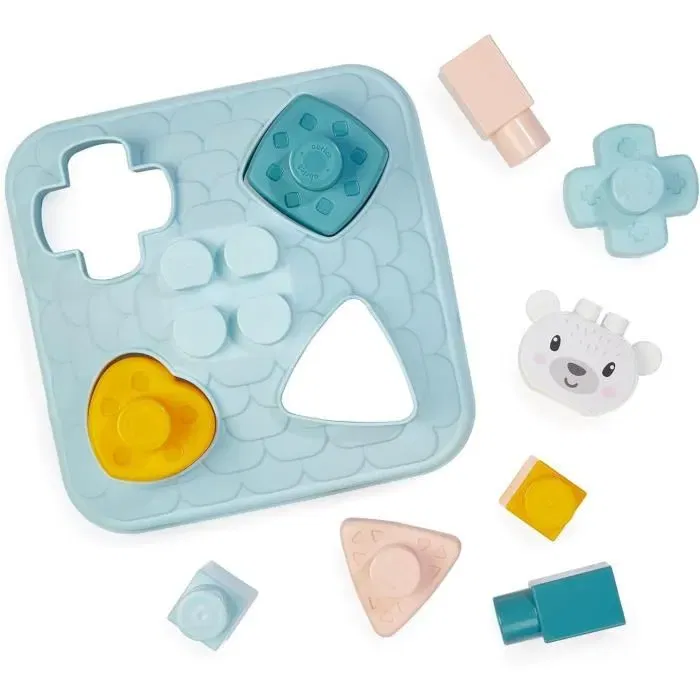 Ecoiffier 7914 Maison des animaux - Jeu d'éveil boîte à formes avec briques et rangement - Jouet en bois pour enfants - Fabriqué en France