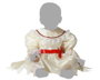 Disfraz Bebé Déguisement Bébé 6-12 Mois - Muñeca De Porcelana - Costume Blanc Classique avec Broderie et Nœud Rouge pour Halloween ou Photoshoot