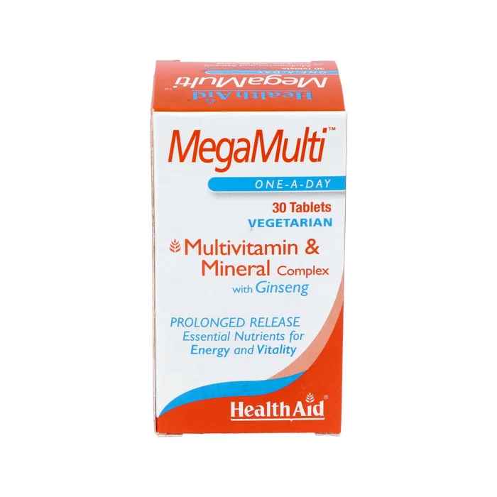 HEALTH AID Mégamulti avec Ginseng 30 Comprimés Complément Alimentaire Vitamines Minéraux HEALTH AID Mégamulti avec Ginseng 30 Comprimés Complément Alimentaire Vitamines Minéraux