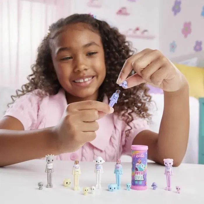 Barbie - JCR15 - Poupée Mini-BarbieLand Cutie Reveal de 3,8 cm avec costume d'animal amovible - Poupée articulée avec mini-animal surprise Barbie - JCR15 - Poupée Mini-BarbieLand Cutie Reveal de 3,8 cm avec costume d'animal amovible - Poupée articulée avec mini-animal surprise