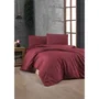 Parure de lit 100% coton renforcé, 1 housse de couette 240 x 220 cm + 2 taies d'oreiller 60 x 60 cm, fermeture boutons et enveloppe, couleur Bordeaux