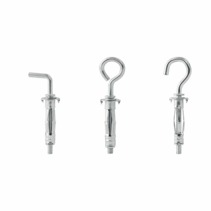 Rapid Lot de 12 Chevilles à Expansion Métal pour Cloison Plâtre 3-13mm avec Vis Crochet Mural, Gond et Piton, Charge Max 25 kg