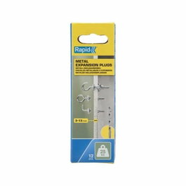 Rapid Lot de 12 Chevilles à Expansion Métal pour Cloison Plâtre 3-13mm avec Vis Crochet Mural, Gond et Piton, Charge Max 25 kg