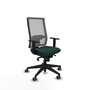 PIQUERAS Y CRESPO Chaise de bureau Horna, Similicuir vert bouteille et maille grise, Mécanisme Sincro