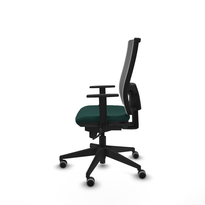 PIQUERAS Y CRESPO Chaise de bureau Horna, Similicuir vert bouteille et maille grise, Mécanisme Sincro