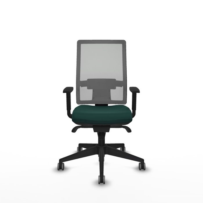 PIQUERAS Y CRESPO Chaise de bureau Horna, Similicuir vert bouteille et maille grise, Mécanisme Sincro