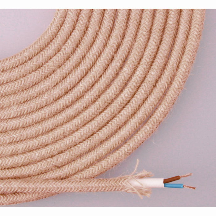 Edm Câble de corde en jute tressé et gainé 2 x 0,75 mm² 25m Marron