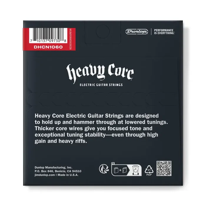Dunlopst Heavy Core Nickel Cordes de Guitare Électrique 10-60 Dunlopst Heavy Core Nickel Cordes de Guitare Électrique 10-60