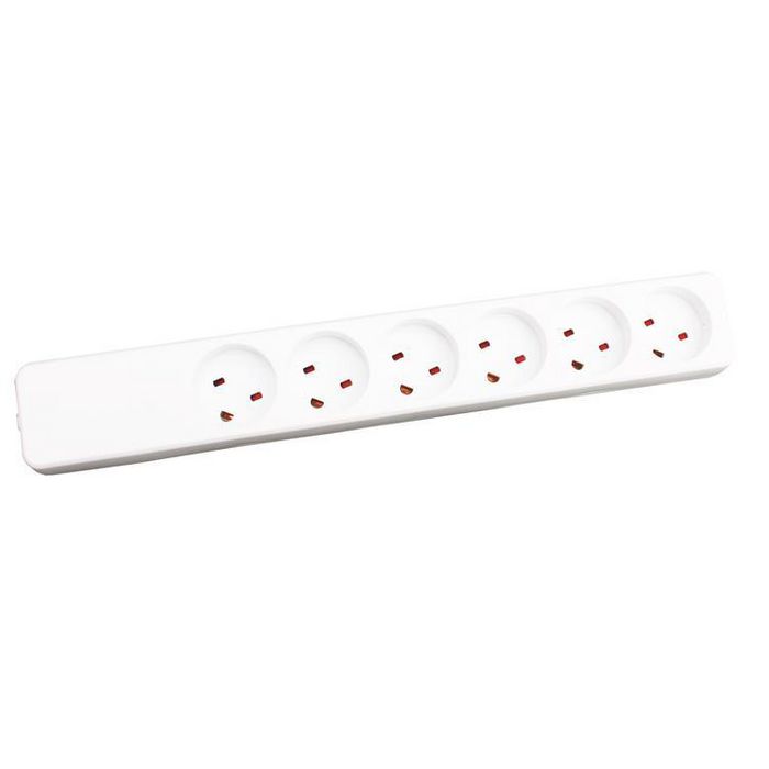 Garbot Plast Power Strip EDB - Multiprise 6 prises avec broches orientées à 45°, sans câble d'alimentation, Blanc Garbot Plast Power Strip EDB - Multiprise 6 prises avec broches orientées à 45°, sans câble d'alimentation, Blanc