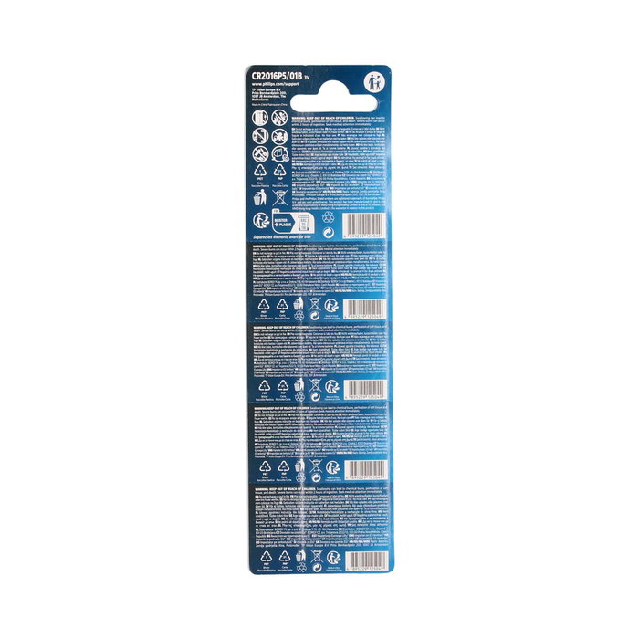 Philips Blister de 5 Piles bouton au lithium CR2016