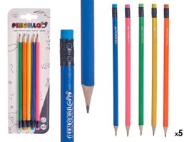 PINCELLO Set de 5 crayons fluorescents avec gomme