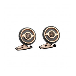 Chopard Boutons de manchette Classic Racing en acier or rose et caoutchouc noir