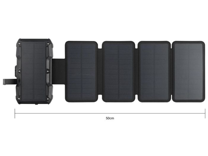 Sandberg Solar 5-Panel Powerbank 27000 – Batterie externe solaire portable 27000 mAh avec panneaux solaires, ports USB-A, USB-C et charge sans fil
