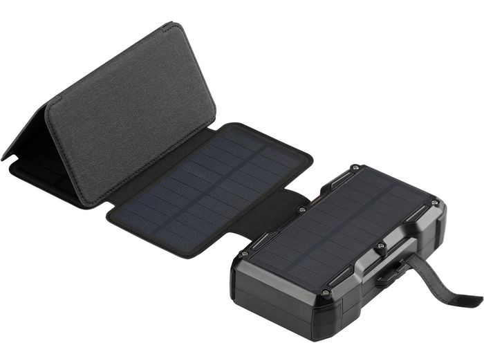 Sandberg Solar 5-Panel Powerbank 27000 – Batterie externe solaire portable 27000 mAh avec panneaux solaires, ports USB-A, USB-C et charge sans fil