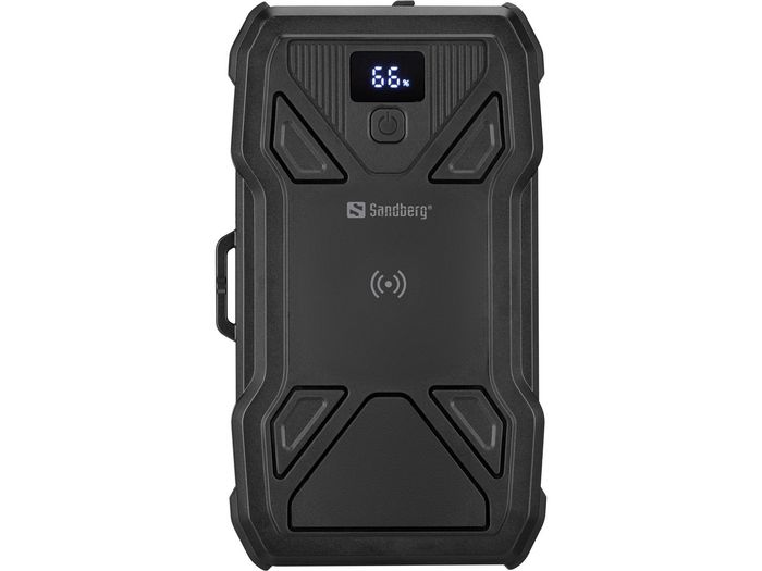 Sandberg Solar 5-Panel Powerbank 27000 – Batterie externe solaire portable 27000 mAh avec panneaux solaires, ports USB-A, USB-C et charge sans fil