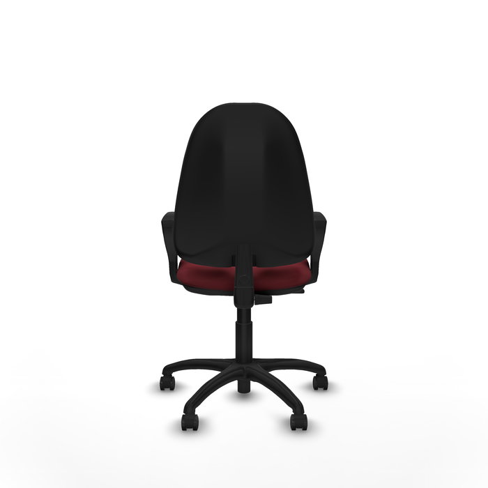 Chaise Algarra Contact permament de base Cuir écologique Bordeaux Structure polyamide noire Accoudoirs fixes Sans appui-tête Roulettes pour moquette