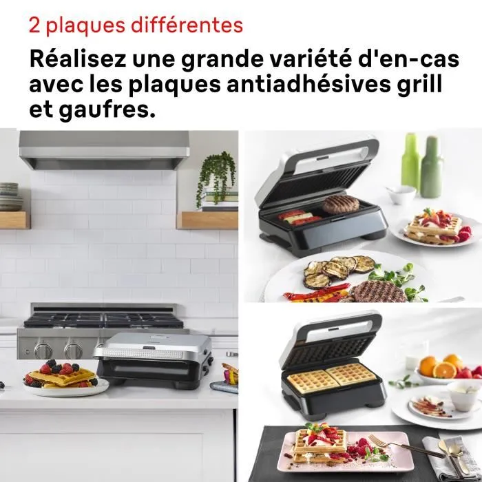 Braun SM5006 Grill à Sandwich Maker 5 - 800 W, Plaques Amovibles Compatibles Lave-Vaisselle, Inox et Noir