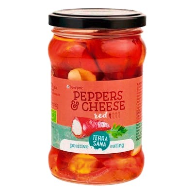 TERRASANA Poivrons rouges farcis à la crème de fromage BIO 270 g TERRASANA Poivrons rouges farcis à la crème de fromage BIO 270 g