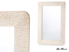 Giftdecor Miroir Hojas Naturel Blanc 60 x 90 cm Cadre Bois