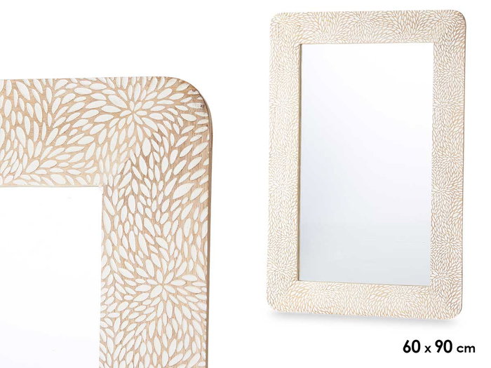 Giftdecor Miroir Hojas Naturel Blanc 60 x 90 cm Cadre Bois Giftdecor Miroir Hojas Naturel Blanc 60 x 90 cm Cadre Bois