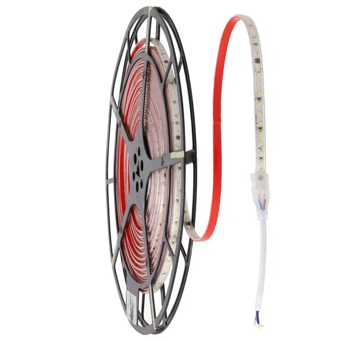 V-TAC - Bobine de ruban LED 20 mètres, 60 LEDs/m, 1500 lm/m, 3000K, CRI 90, autoredressée 220V AC, IP65, régulation TRIAC, ruban adhésif 3M
