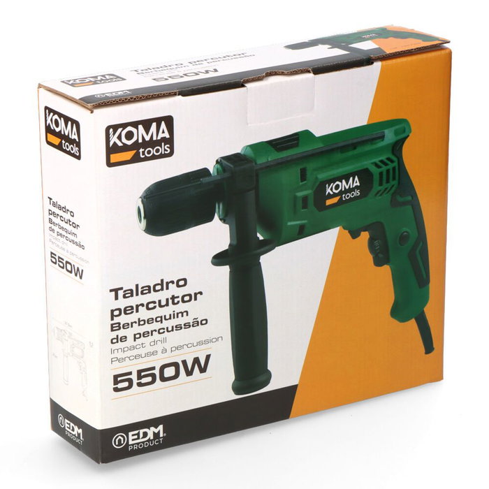 Koma Tools TP-550 Perceuse à percussion filaire 550 W 2 fonctions perforation/marteau mandrin sans clé 13 mm 2 m Koma Tools TP-550 Perceuse à percussion filaire 550 W 2 fonctions perforation/marteau mandrin sans clé 13 mm 2 m