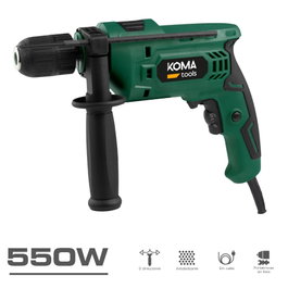 Koma Tools TP-550 Perceuse à percussion filaire 550 W 2 fonctions perforation/marteau mandrin sans clé 13 mm 2 m