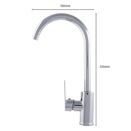 GreenIce Grifo de cocina monomando en latón/zinc cromado con caño alto