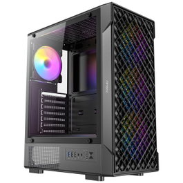 Antec VX-320 Mid Tower avec 4 ventilateurs ARGB et verre trempé, Noir