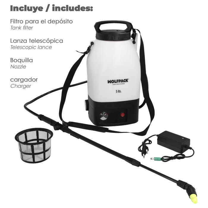 WOLFPACK LINEA PROFESIONAL Sulfatadora 5 Litres Batterie Lithium 12V WOLFPACK LINEA PROFESIONAL Sulfatadora 5 Litres Batterie Lithium 12V