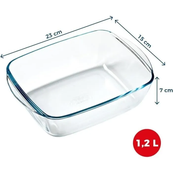 Pyrex Plat Air Fryer 1450143 en verre borosilicate rectangulaire 23 x 15 cm, résistant à la chaleur, pour cuisson et service, passe au lave-vaisselle