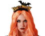 Diadema - Diadème pour Halloween avec Mot 'Halloween' et Chauve-souris, Noir et Orange, pour Costume de Sorcière ou Vampire