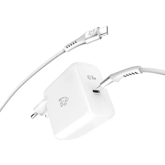 Tiger Lite Chargeur secteur LITE PACK GaN 67W avec câble USB-C 2 m - Blanc Tiger Lite Chargeur secteur LITE PACK GaN 67W avec câble USB-C 2 m - Blanc