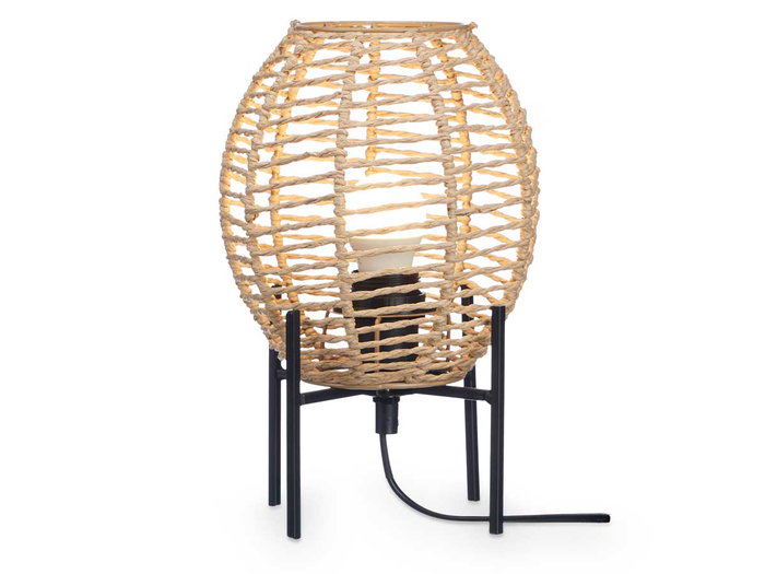 GIFTDECOR Lampara Sobremesa Ovalada Cuerda Marron-Negra