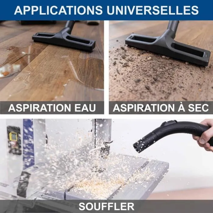 Scheppach Aspirateur eau et poussière VC50, 2000W, cuve inox 50L, 5m tuyau, sac récepteur papier Scheppach Aspirateur eau et poussière VC50, 2000W, cuve inox 50L, 5m tuyau, sac récepteur papier