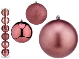 Krist+ Set de 6 Boules de Noël Rose Foncé 12 cm (Set de 6)